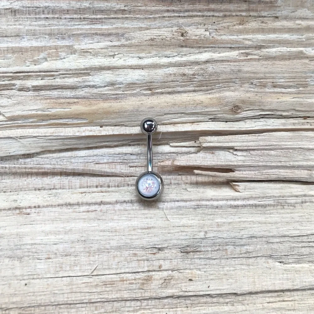White‎ Opal Belly Button Ring